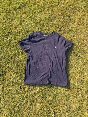 Nautica Men's Navy Blue Short Sleeve Crewneck J-Class Logo Deck T-Shirt